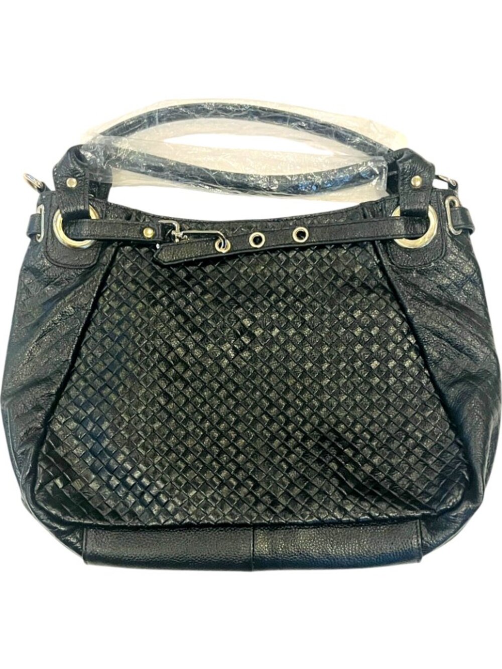 Black Leather Purse / Carry Purse - 14" W x 10" H x 4" D - NEW - Picture 2 of 5